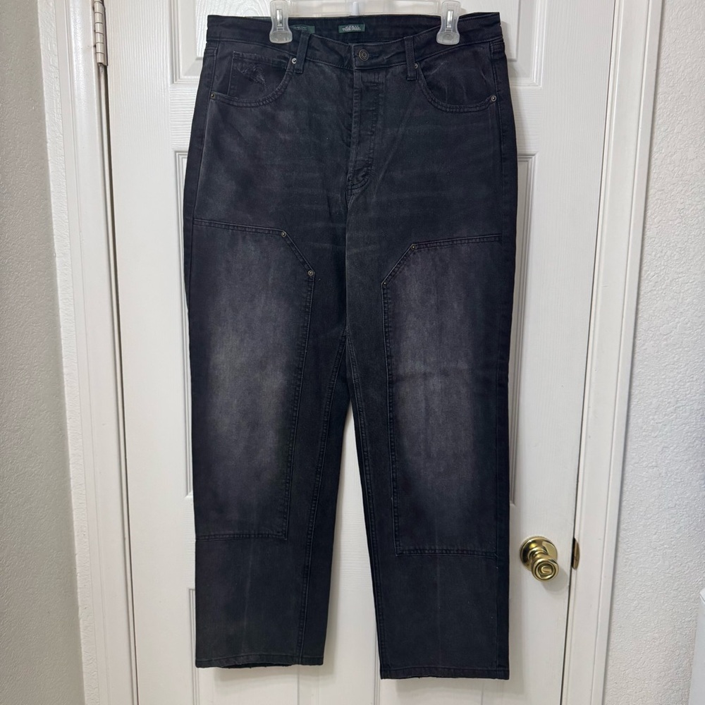 Wild Fable Jeans Women Size 16 Black Gray Wash HighRise Straight Leg Double Knee